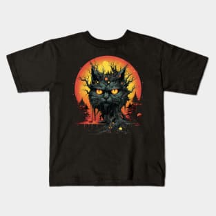 Goth Cat Forest Monster Kids T-Shirt